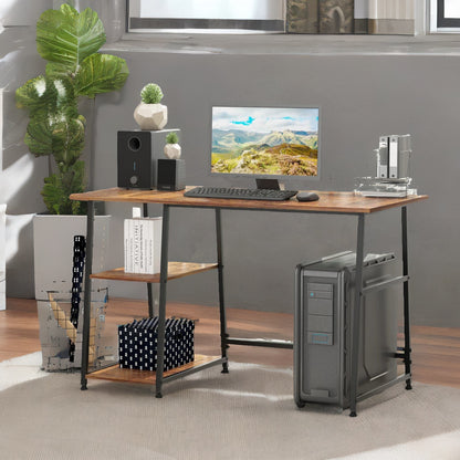 Industrial Rustic Writing Desk With 2 Shelves