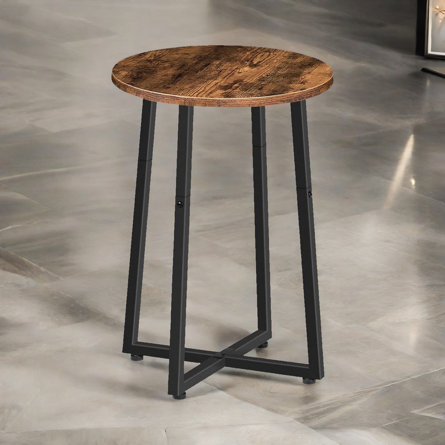 industrial 55cm tall narrow side table rustic brown