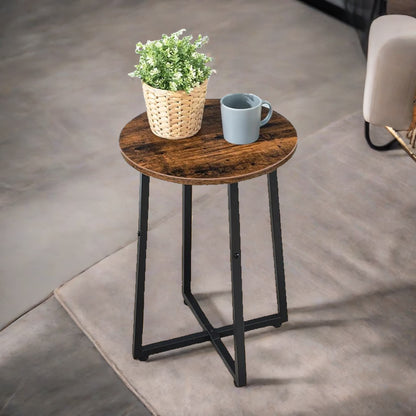 Industrial 55CM Tall Narrow Side Table Rustic Brown