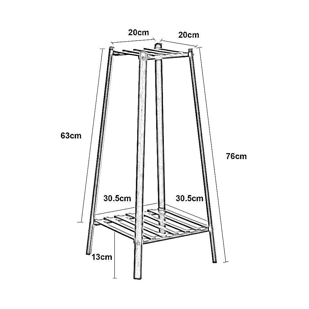 bamboo 2 tier indoor outdoor plant stand