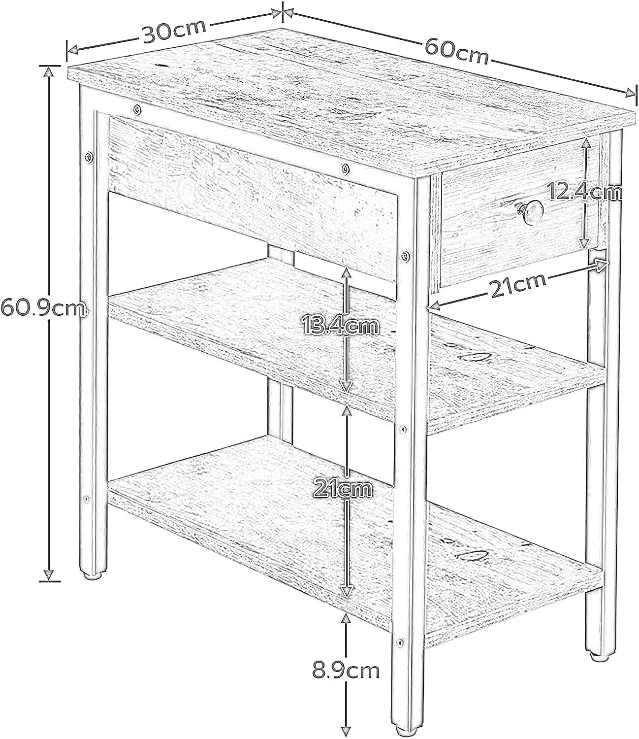 nighstand with 2 shelves & drawer