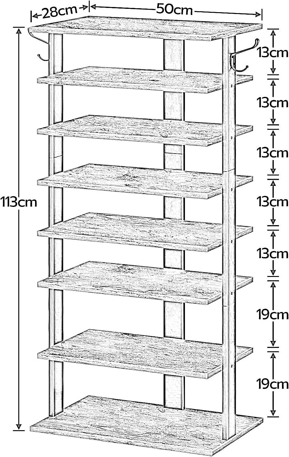 8 tier wide shoe rack