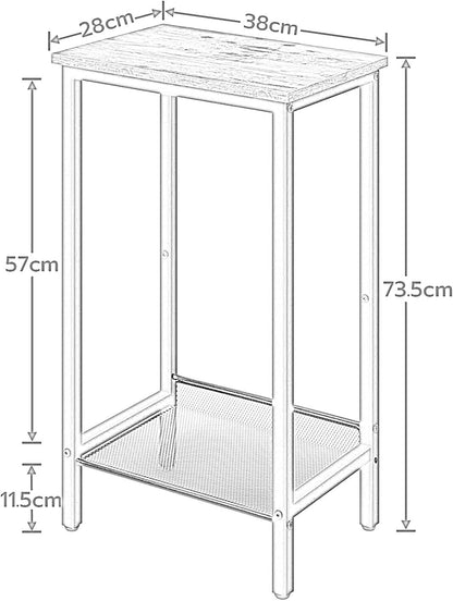 Bedside Table with Adjustable Mesh Shelf