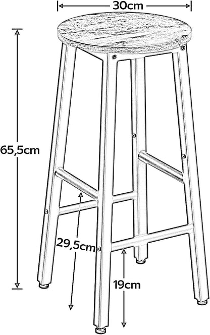 Set of 2 Bar Stools 65CM Height