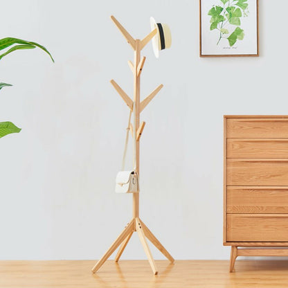 Wooden Coat Stand With 8 Hooks Brown