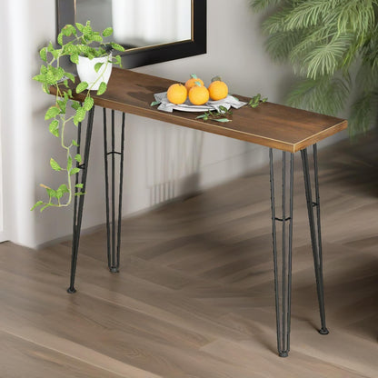 Industrial Console Table With Metal Hairpin Legs