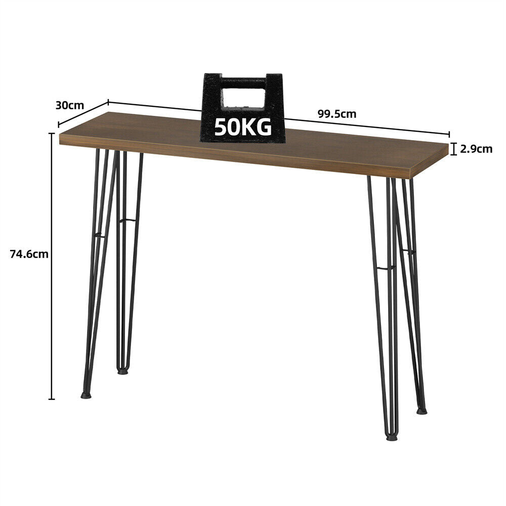 industrial console table with metal hairpin legs