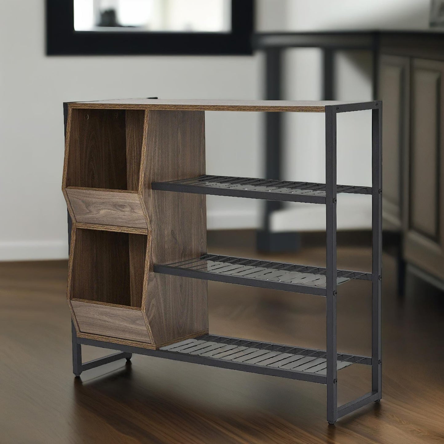 3 tier shoe rack with open shelves