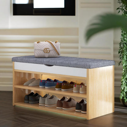 3 Tier Shoe Storage Bench With Seat & Storage