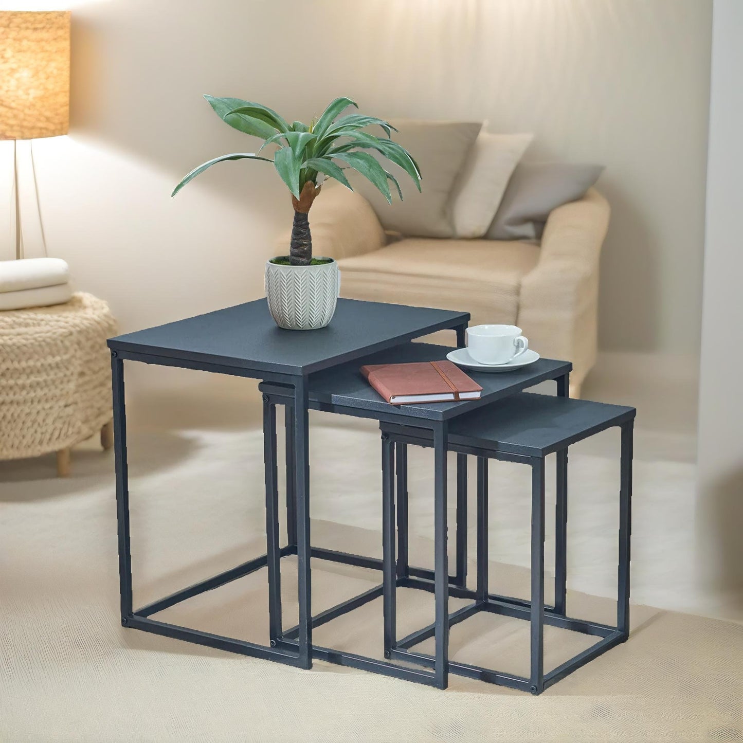 set of 3 nesting tables black