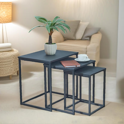 Set Of 3 Nesting Tables Black