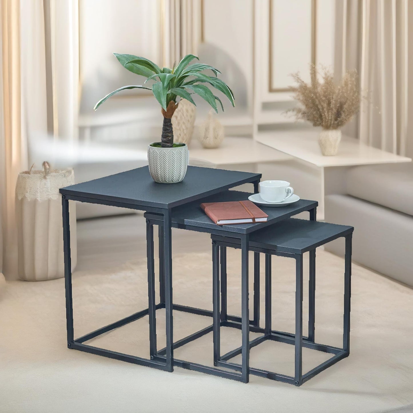 set of 3 nesting tables black