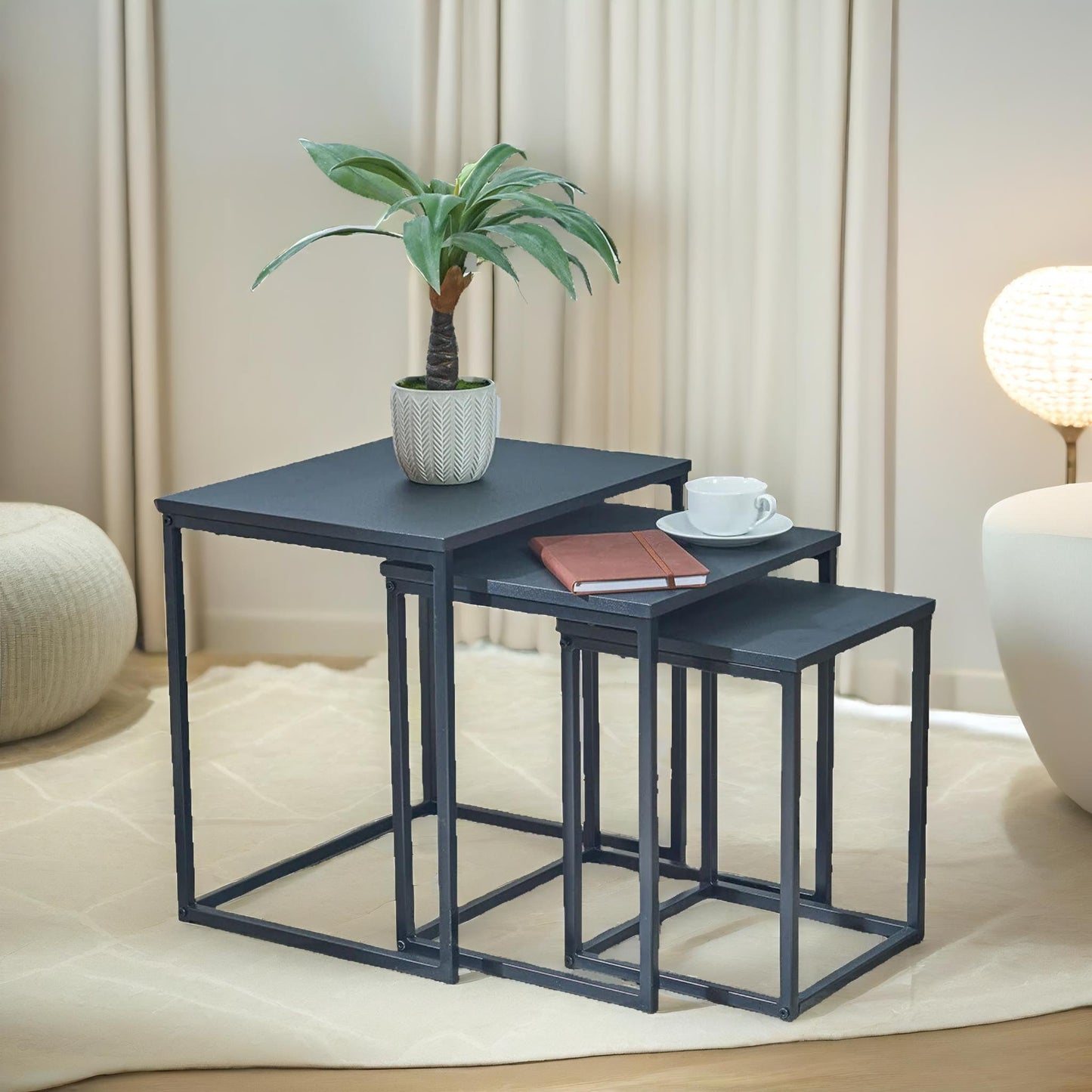 set of 3 nesting tables black