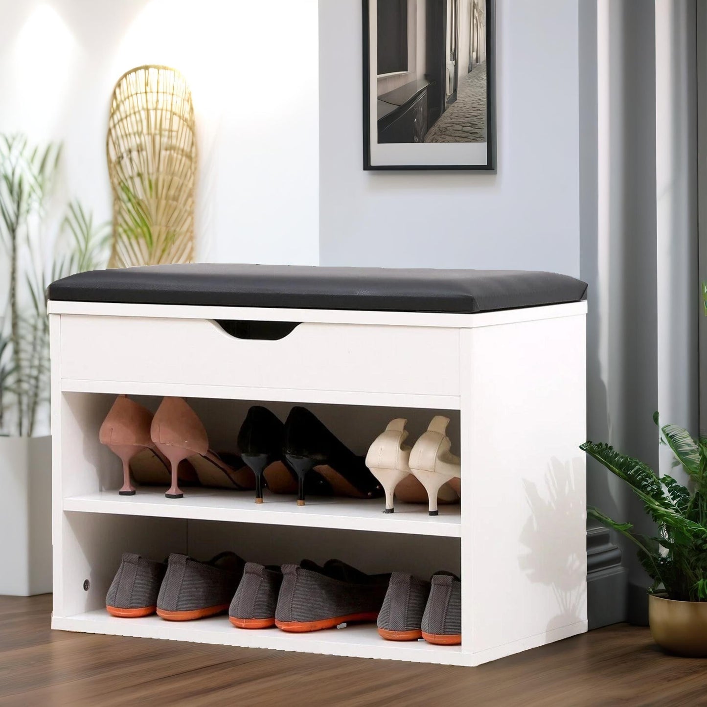 shoe storage bench 60cm white