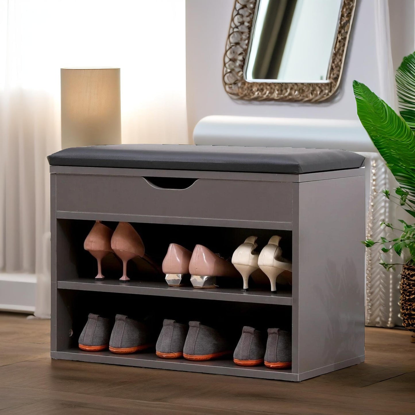 shoe storage bench 60cm grey