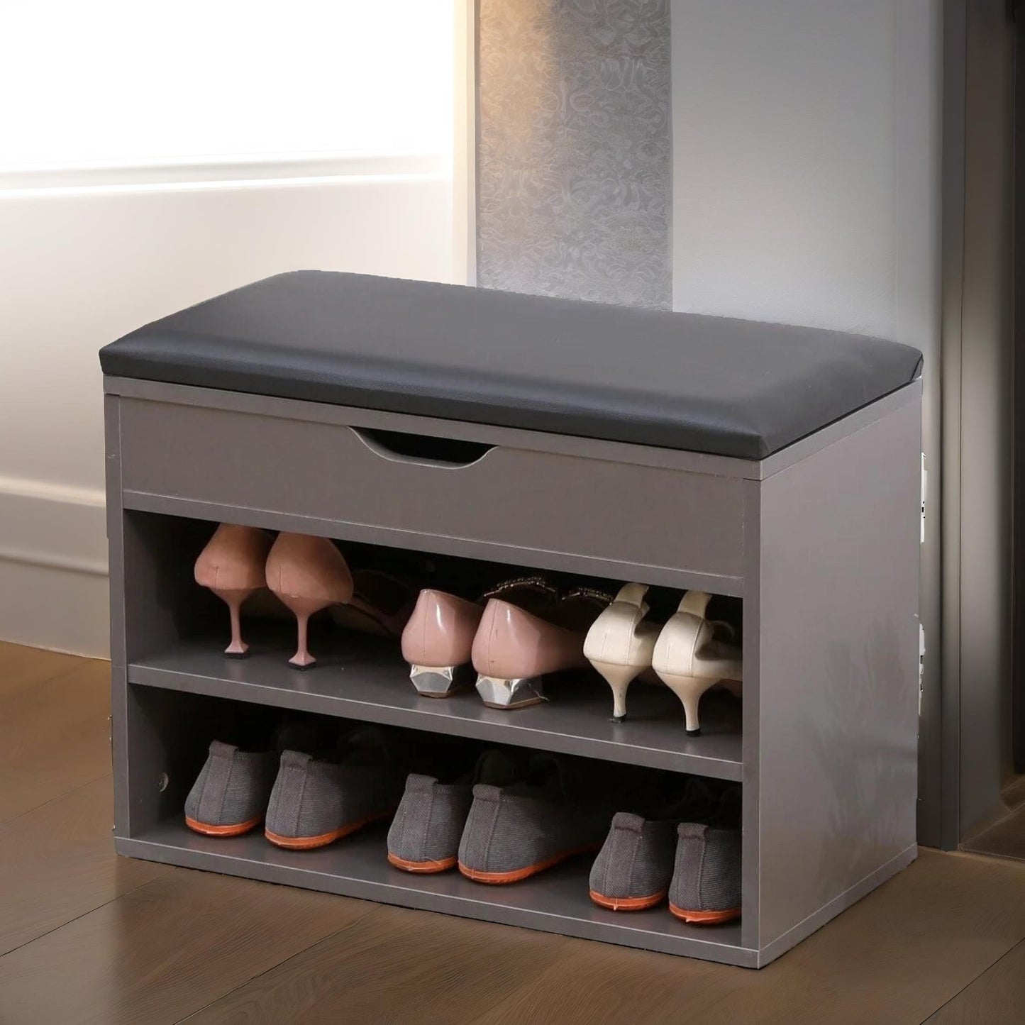 shoe storage bench 60cm grey