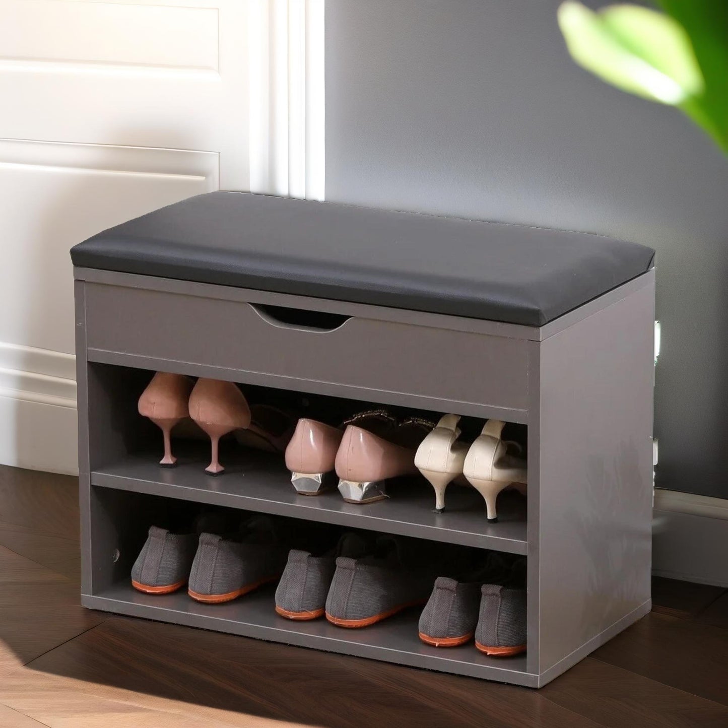 shoe storage bench 60cm grey