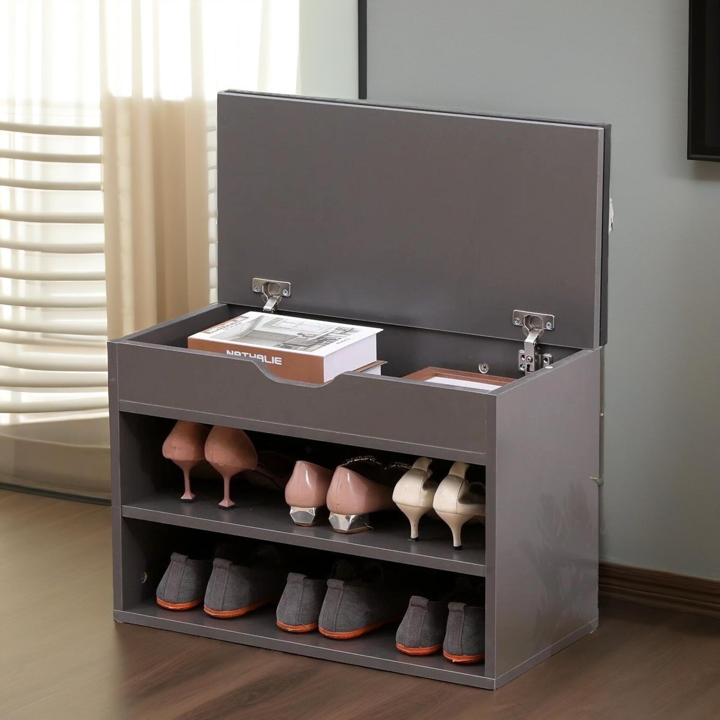 shoe storage bench 60cm grey