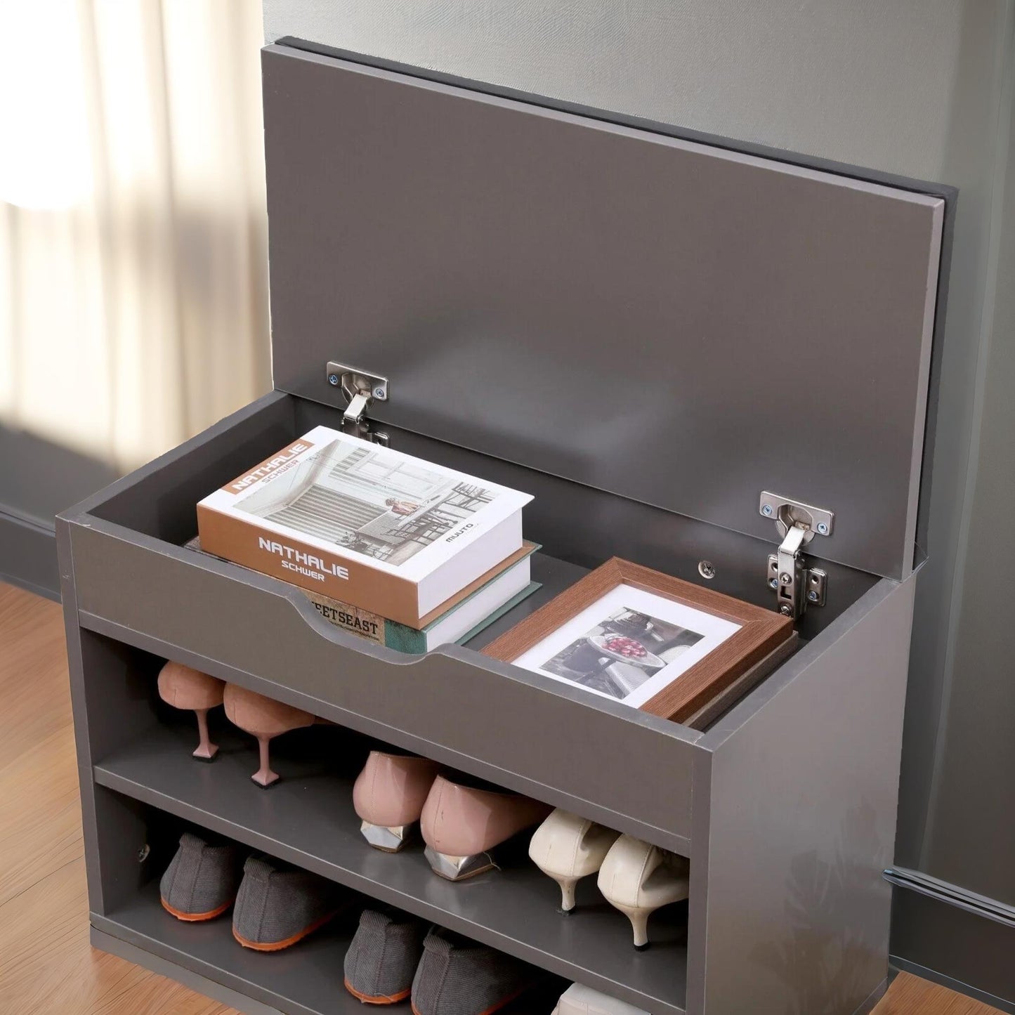 shoe storage bench 60cm grey