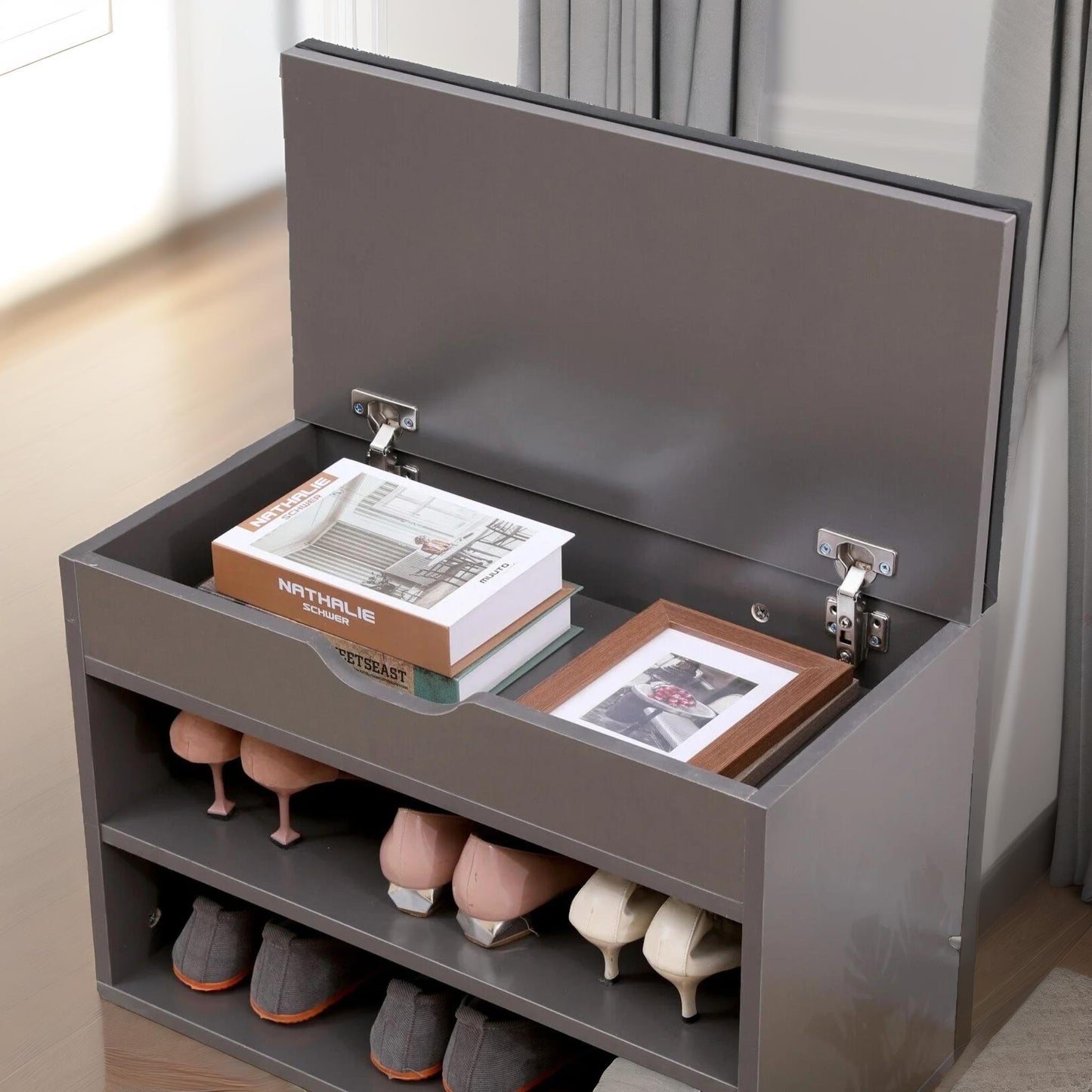 shoe storage bench 60cm grey