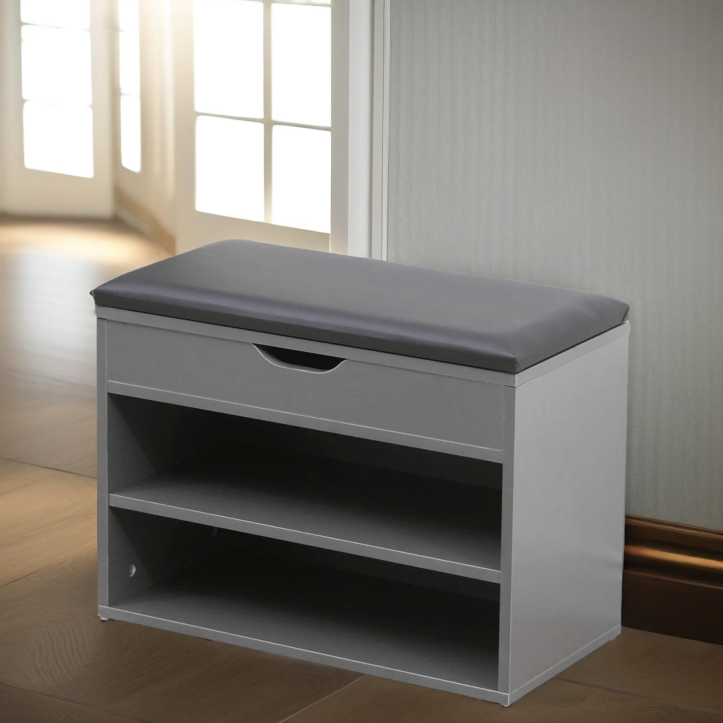 shoe storage bench 60cm grey