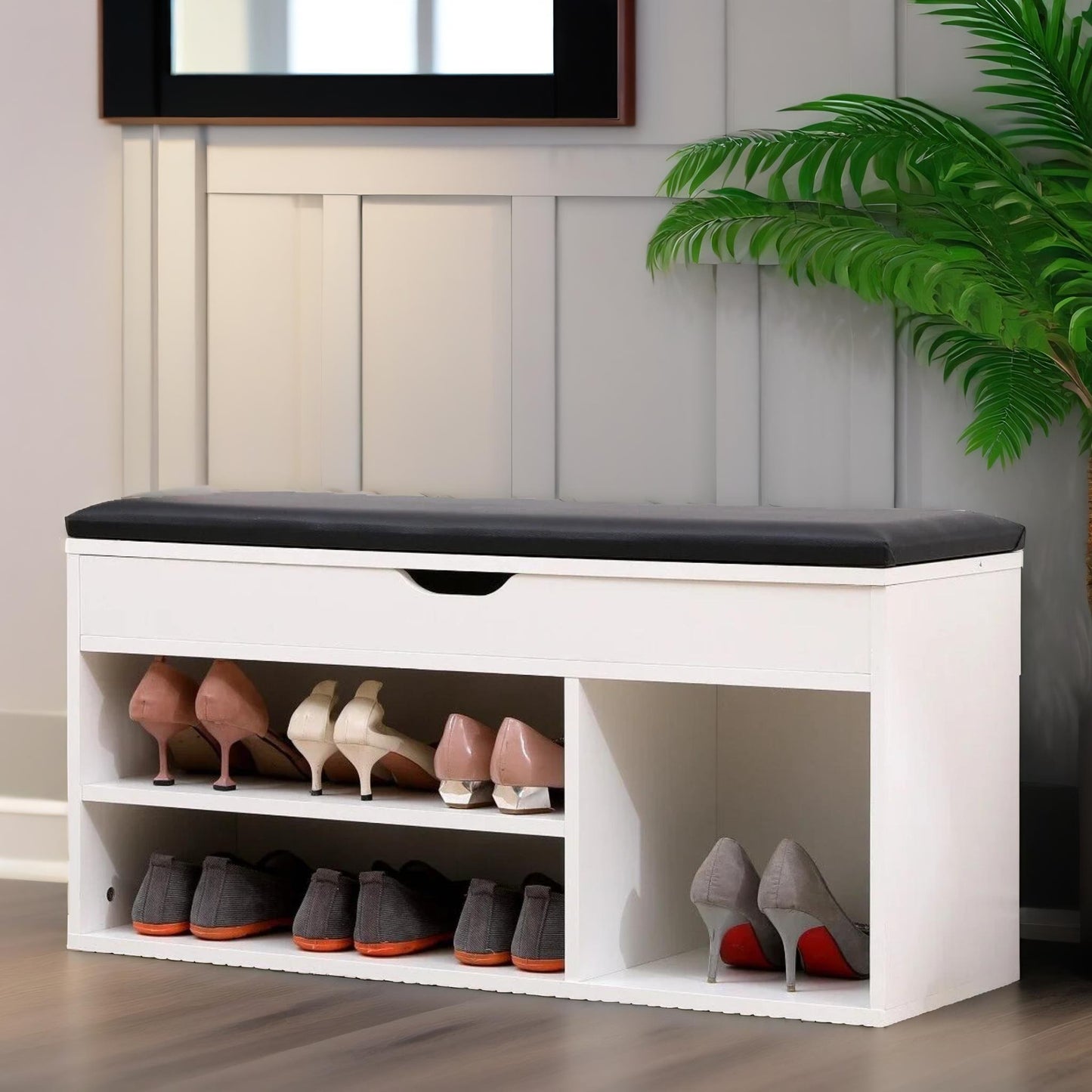 shoe storage bench 90cm white