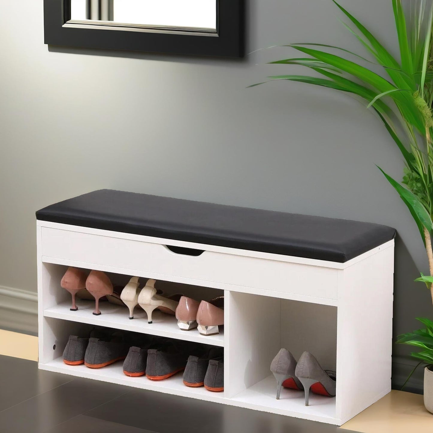 shoe storage bench 90cm white