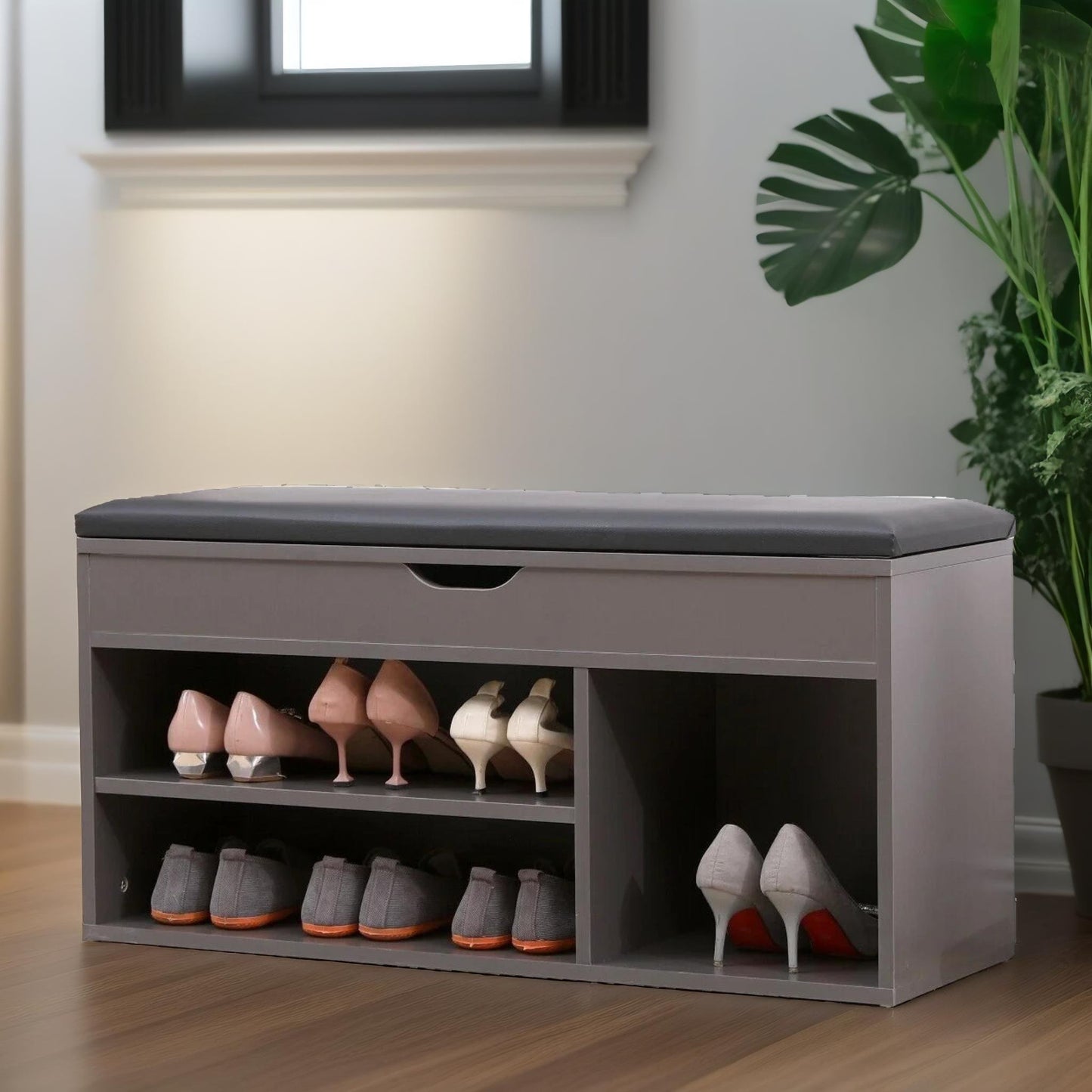 shoe storage bench 90cm grey