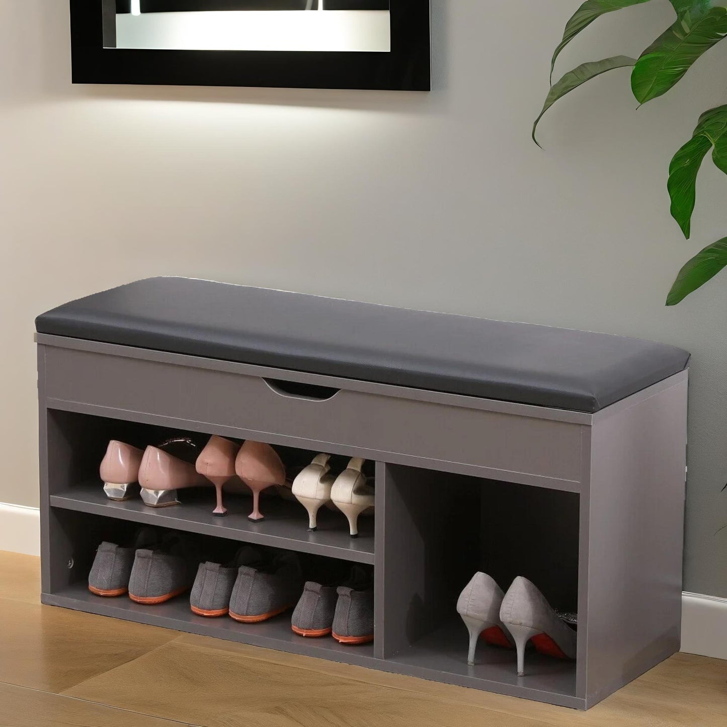 shoe storage bench 90cm grey