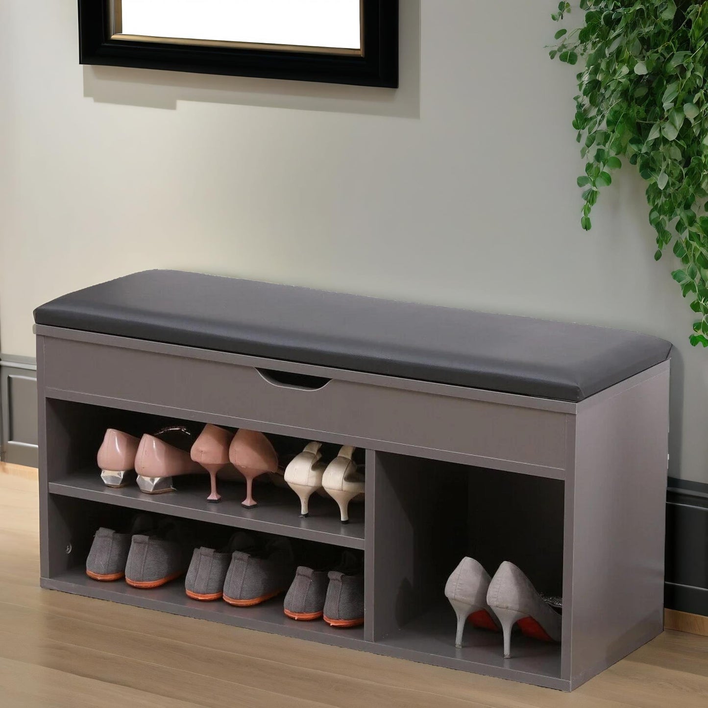 shoe storage bench 90cm grey