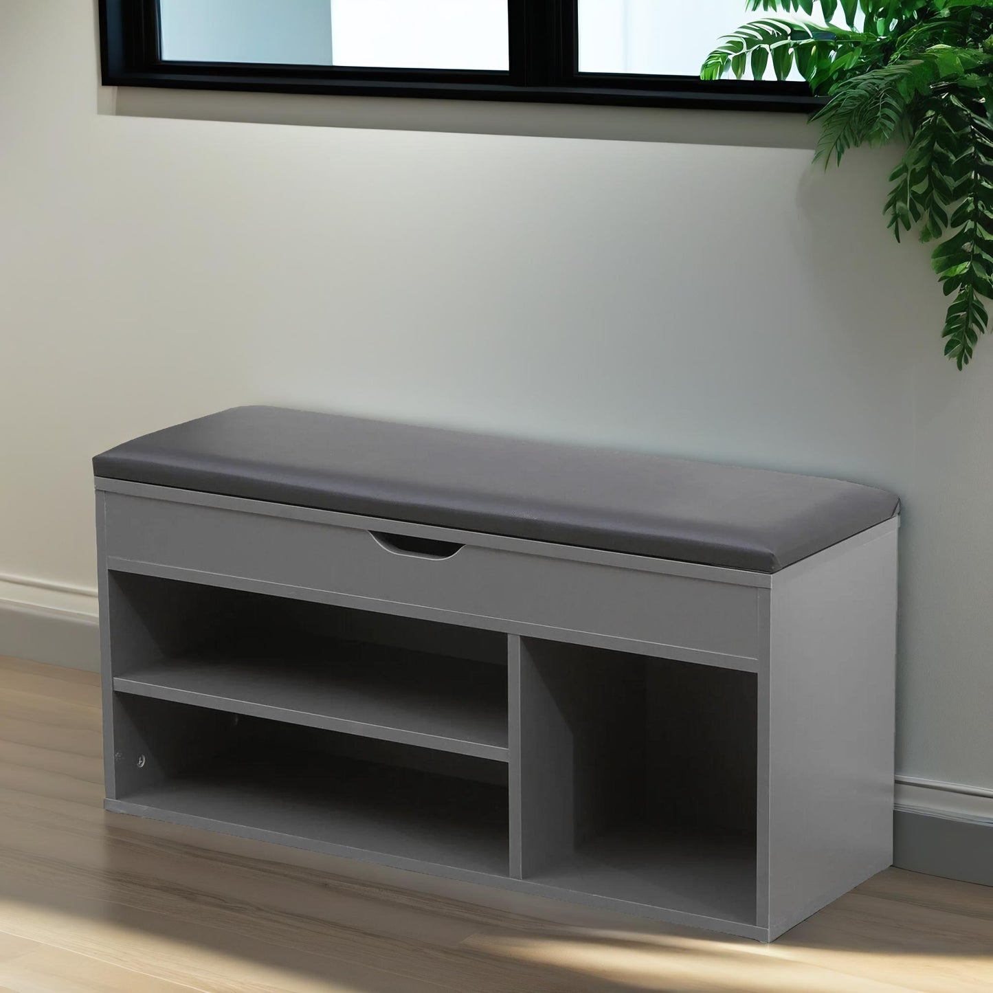 shoe storage bench 90cm grey