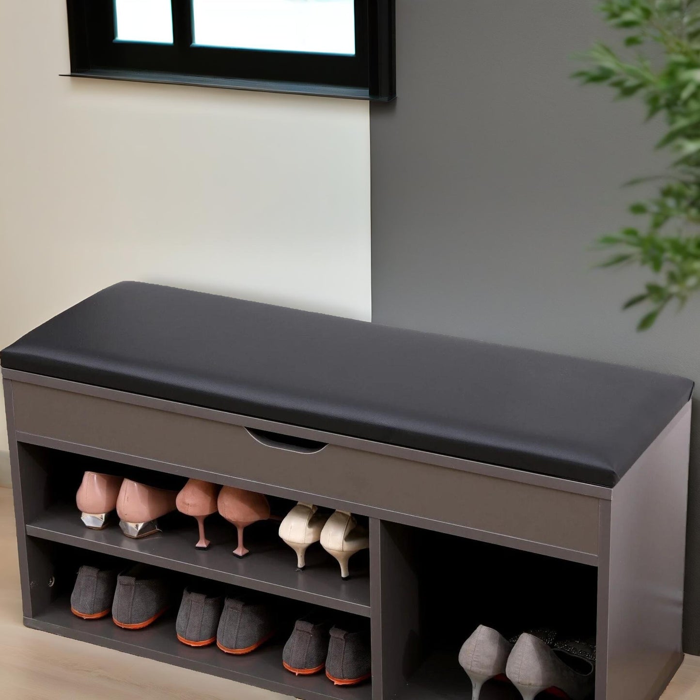 shoe storage bench 90cm grey