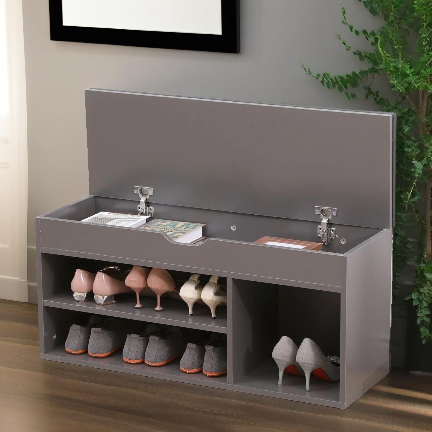 shoe storage bench 90cm grey