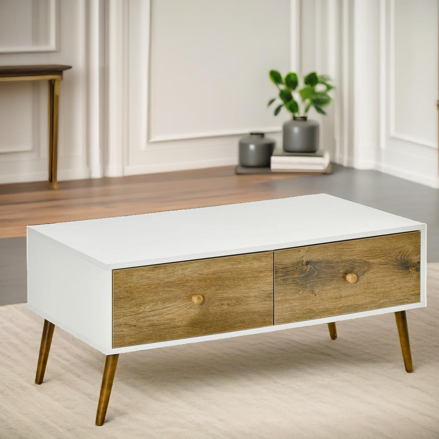 coffee table with 4 drawers natural brown