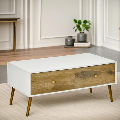 Coffee Table With 4 Drawers Natural Brown