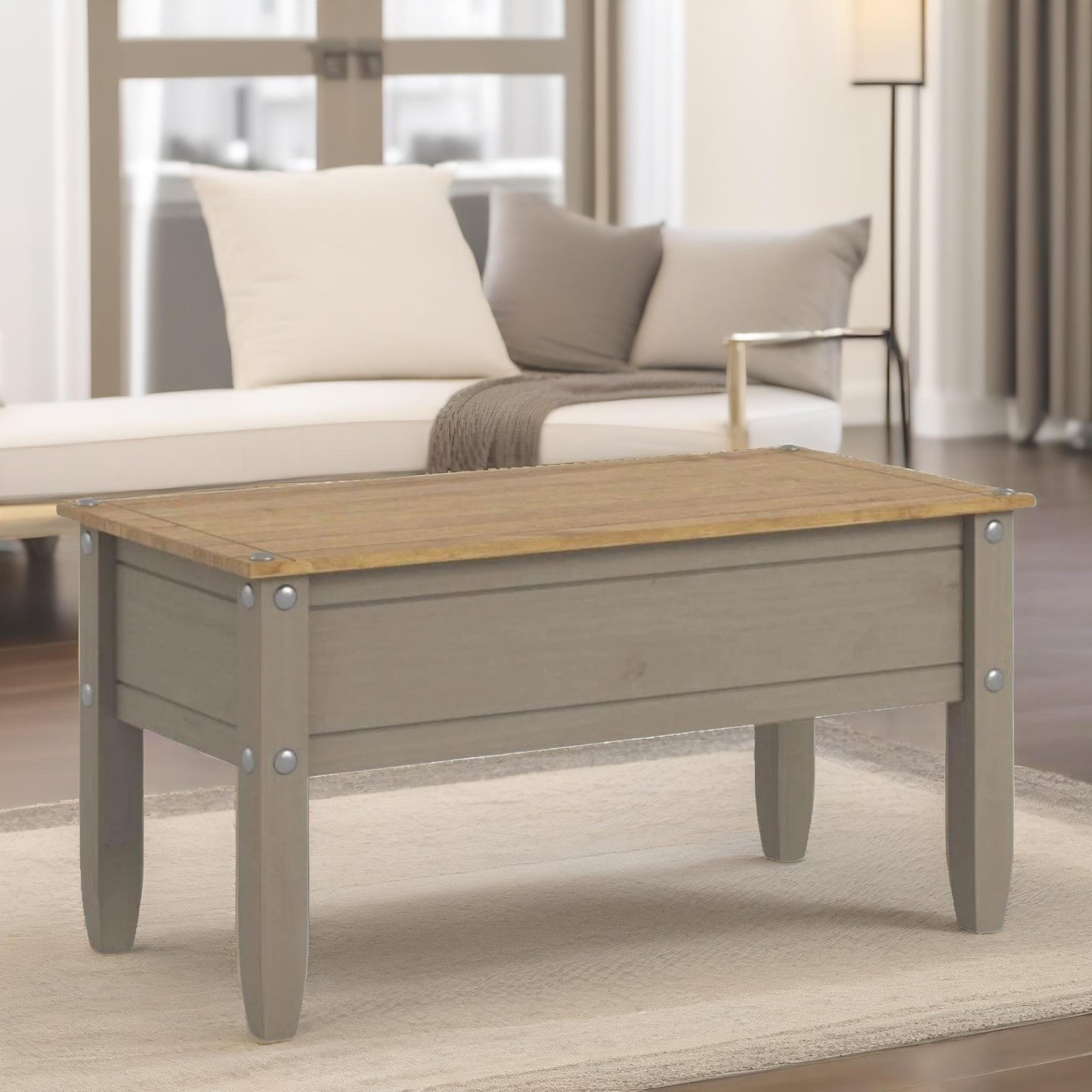 wooden coffee table two tone grey