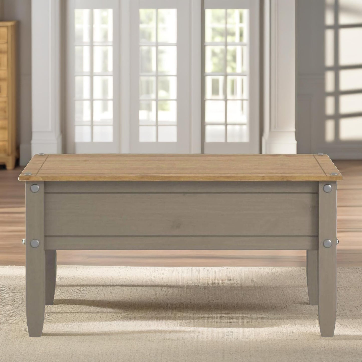 wooden coffee table two tone grey