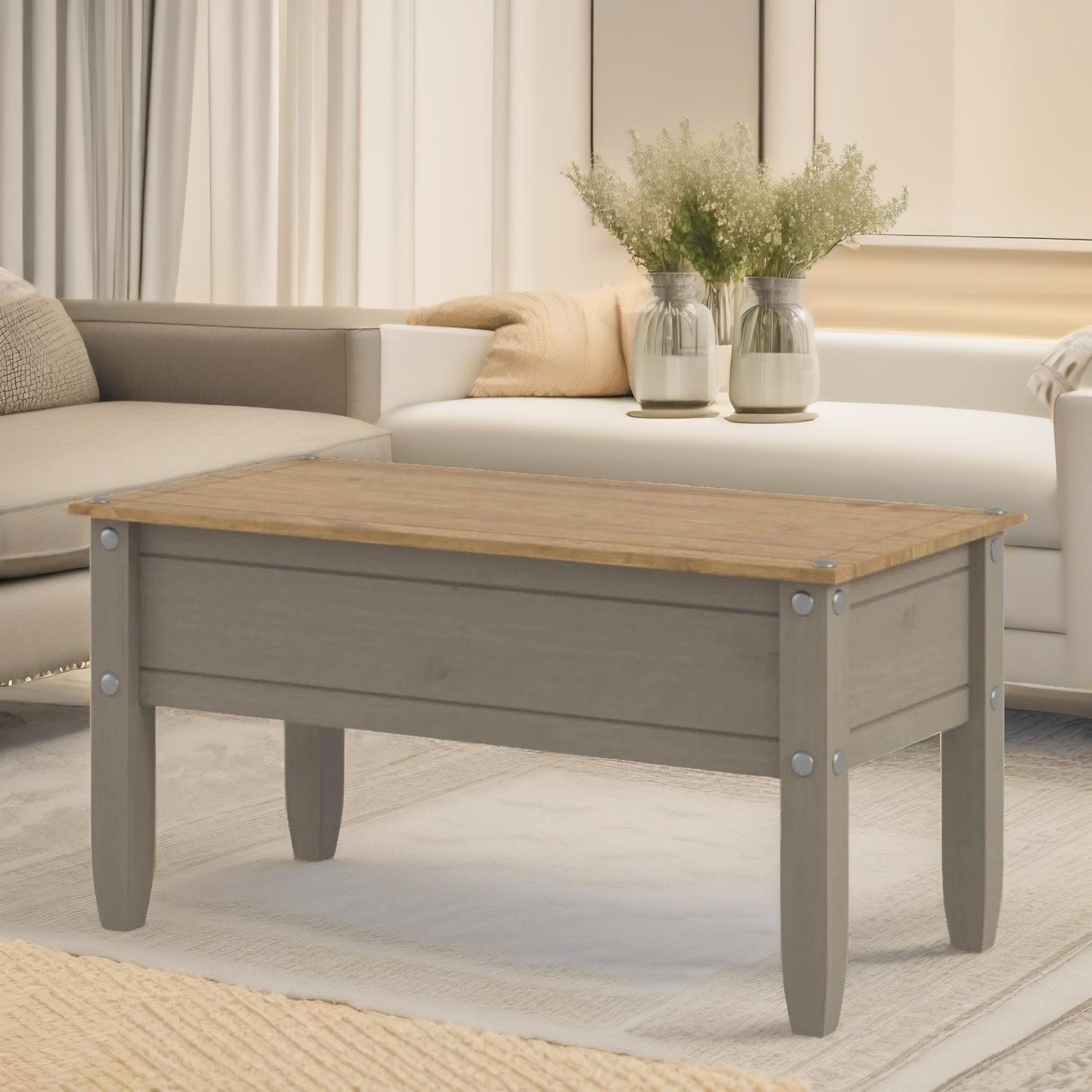 wooden coffee table two tone grey