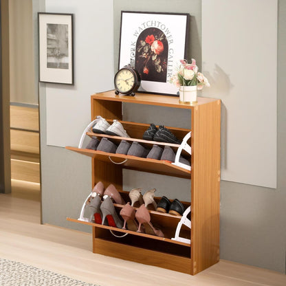 2 Drawer Shoe Storage Cabinet Pine