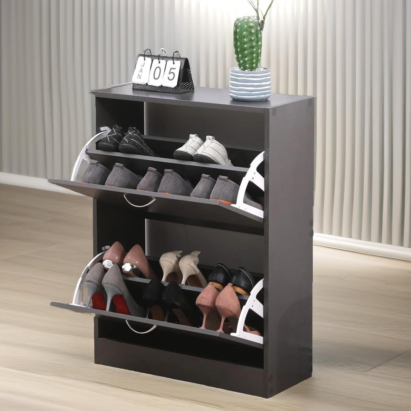 2 drawer shoe storage cabinet grey