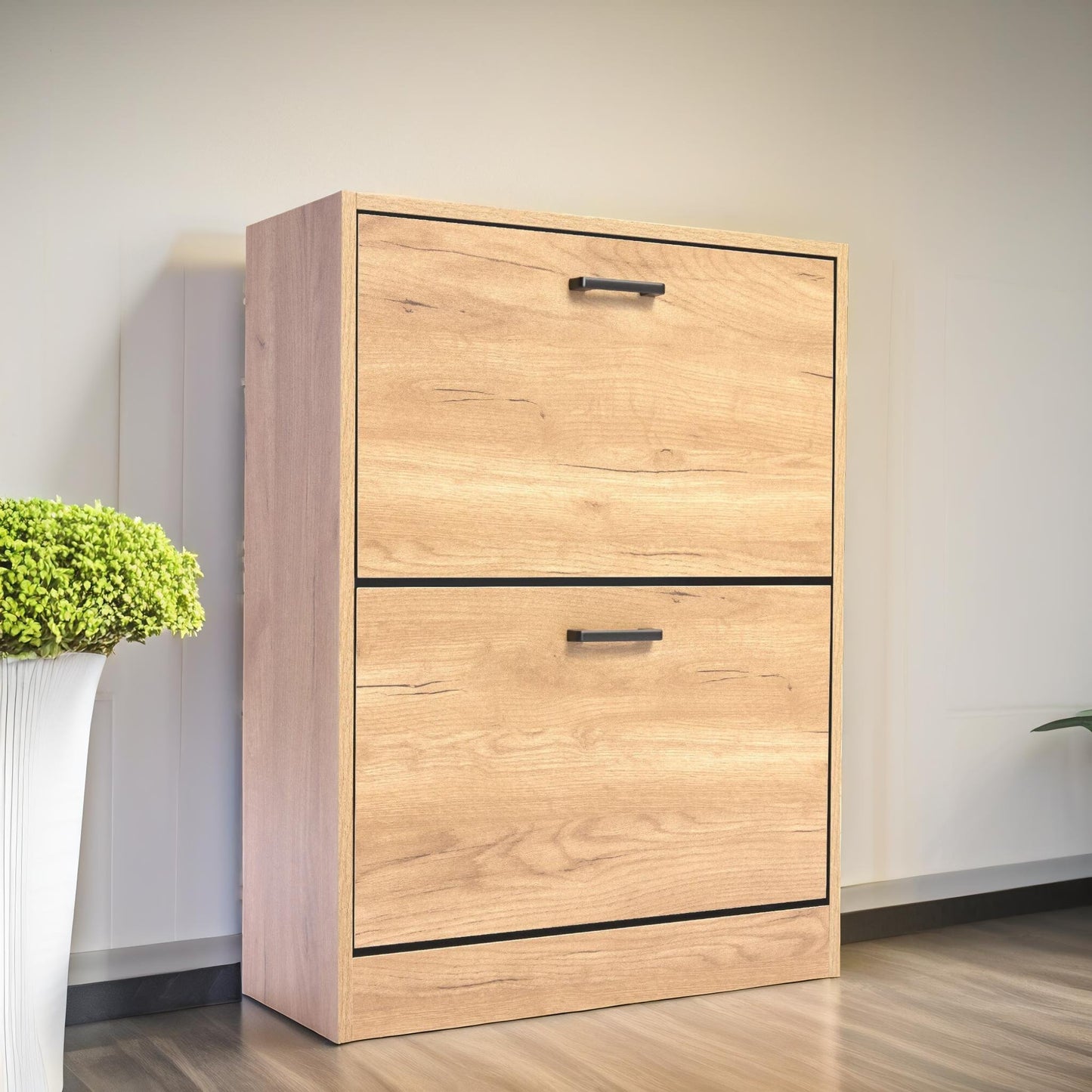 2 drawer shoe storage cabinet pine