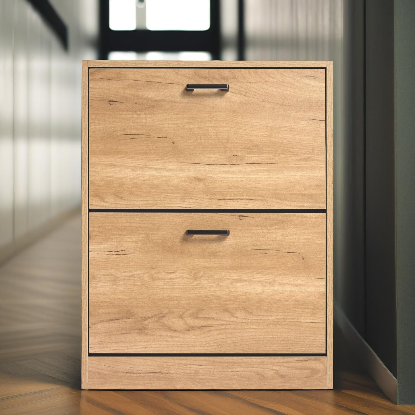 2 drawer shoe storage cabinet pine