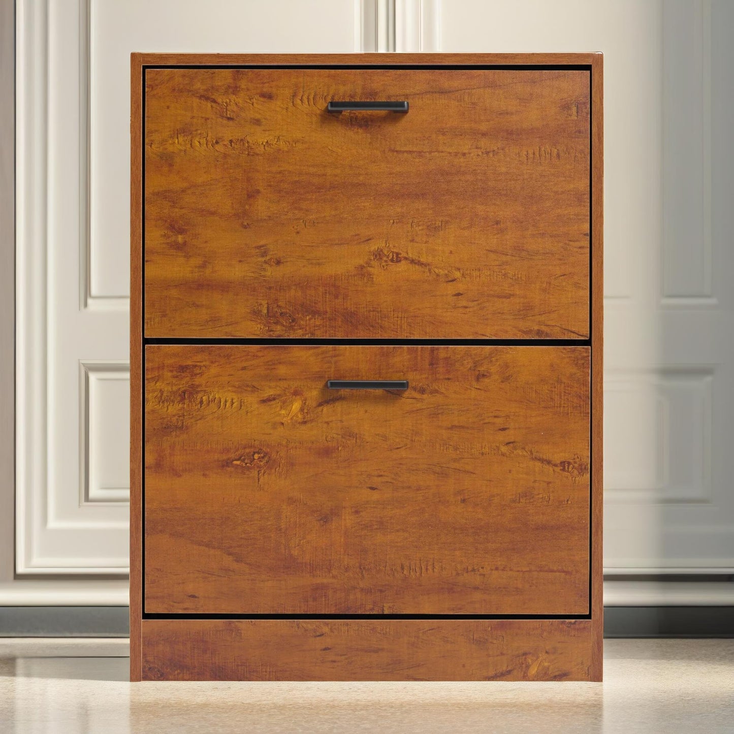 2 drawer shoe storage cabinet oak