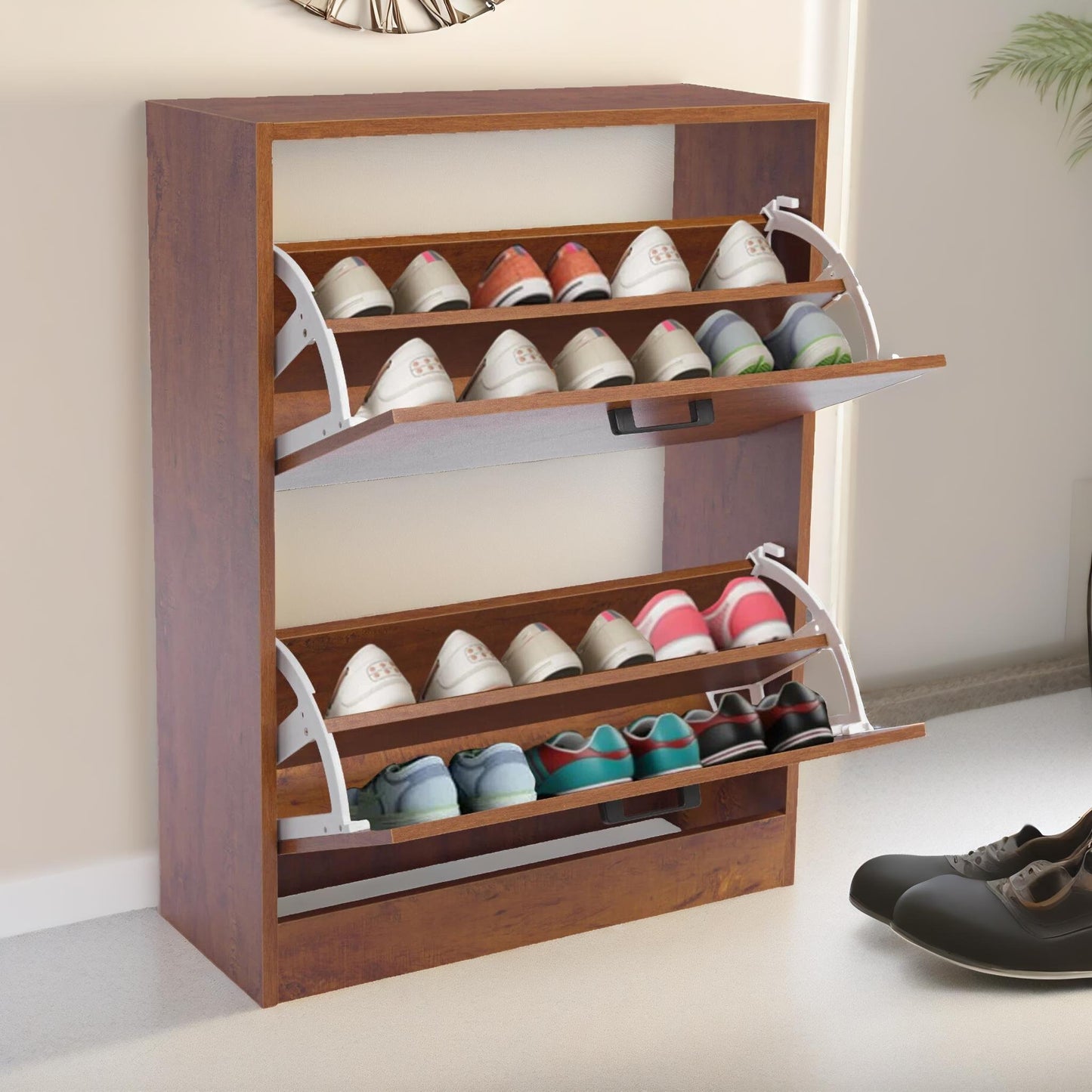 2 drawer shoe storage cabinet oak