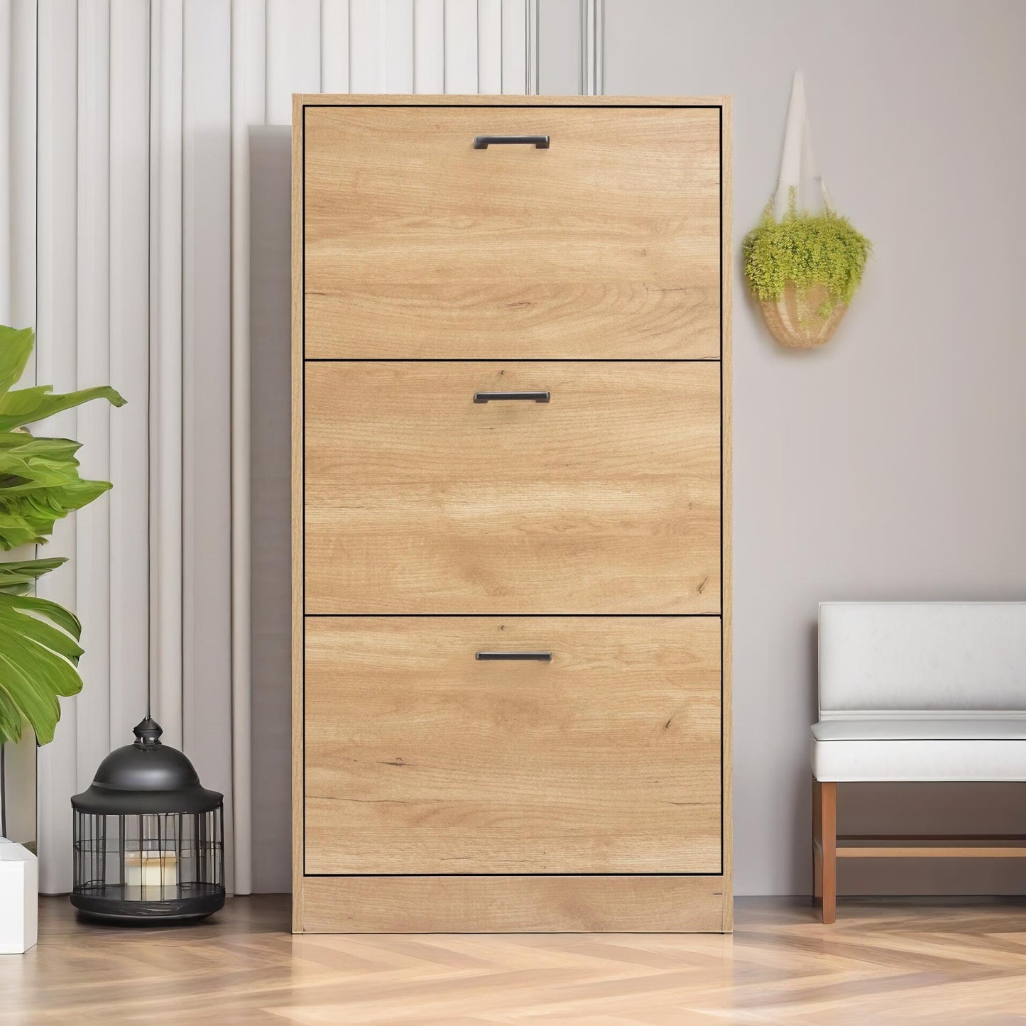 3 drawer shoe storage cabinet pine