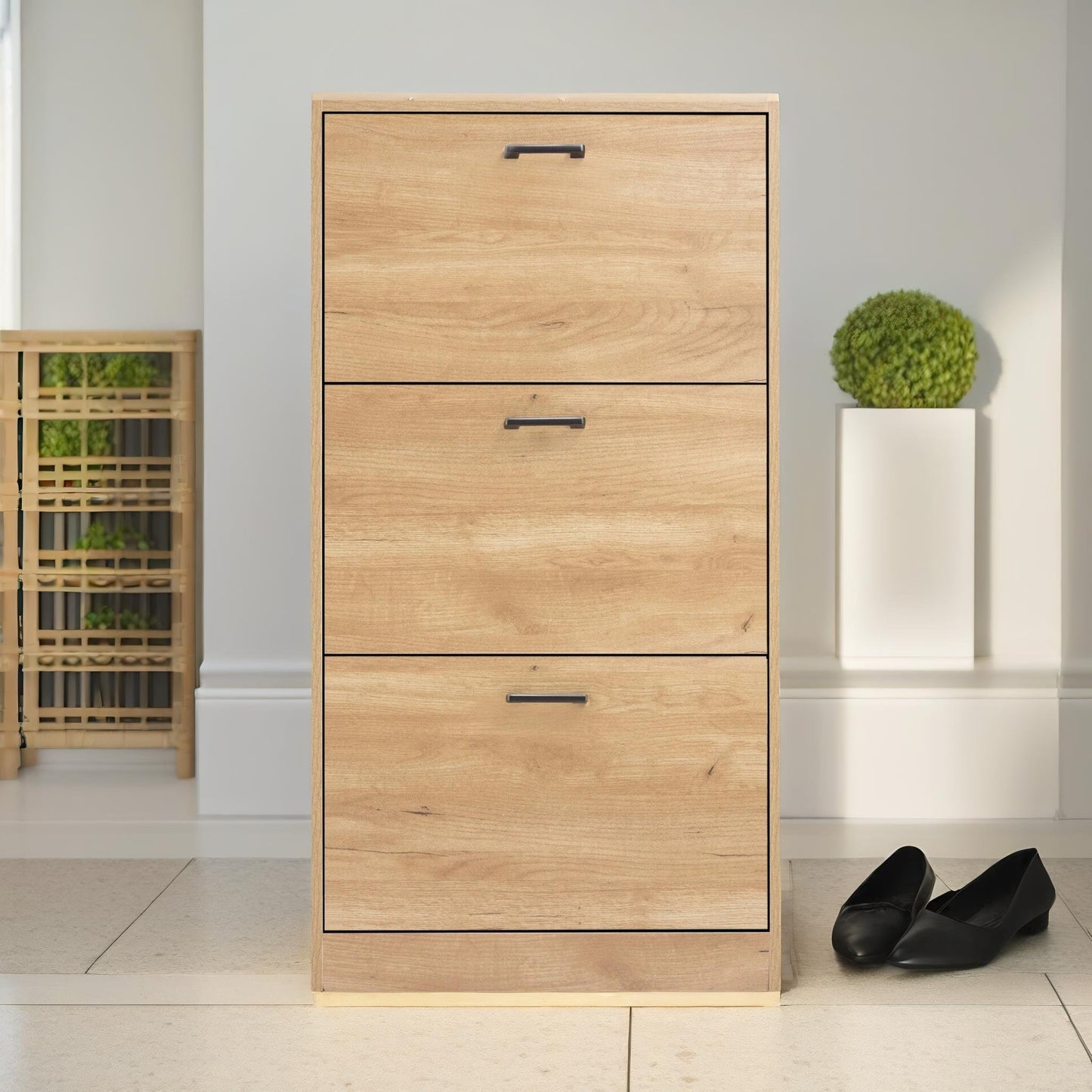 3 drawer shoe storage cabinet pine