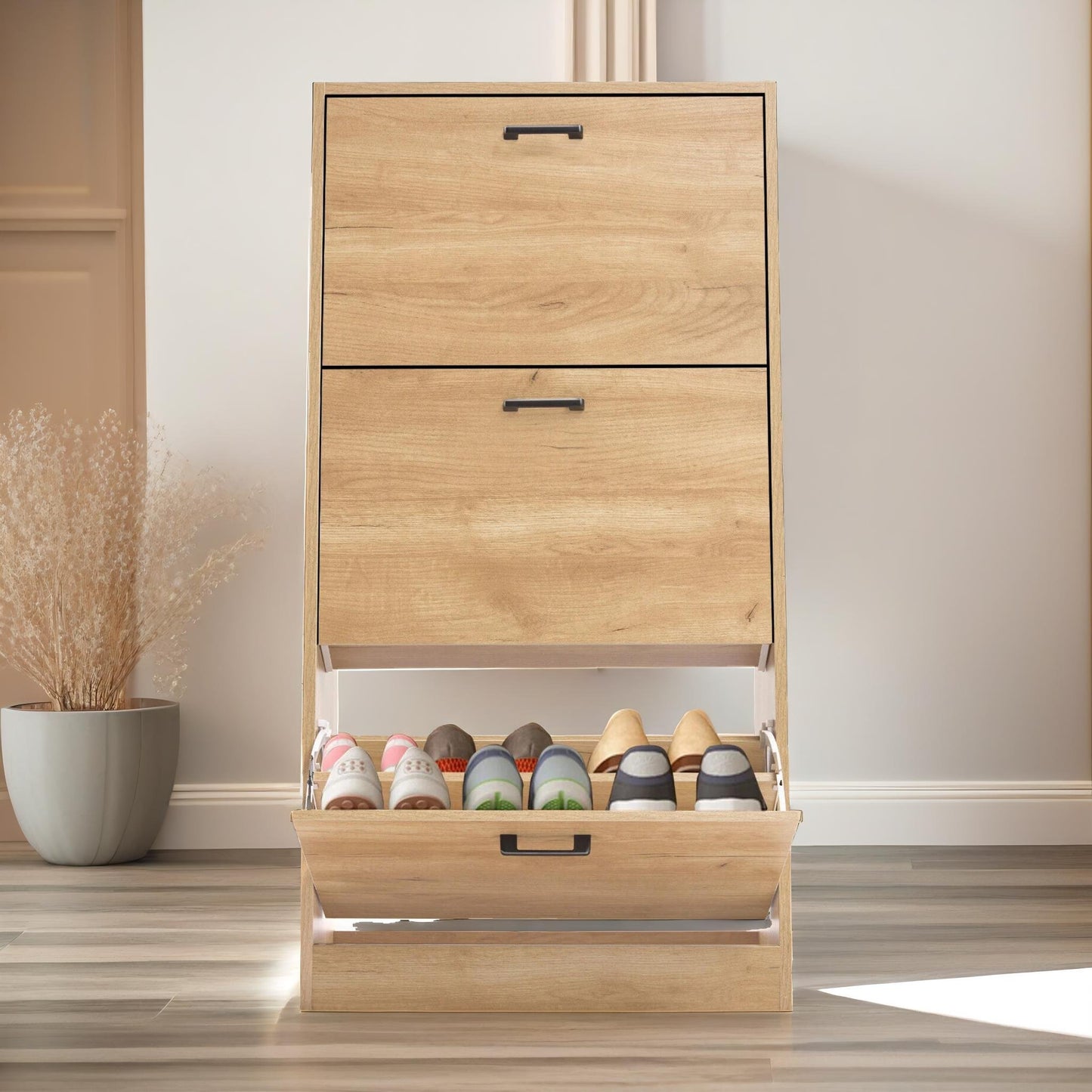 3 drawer shoe storage cabinet pine