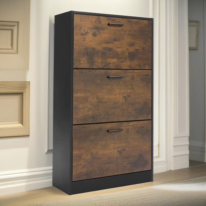 3 Drawer Shoe Storage Cabinet Rustic