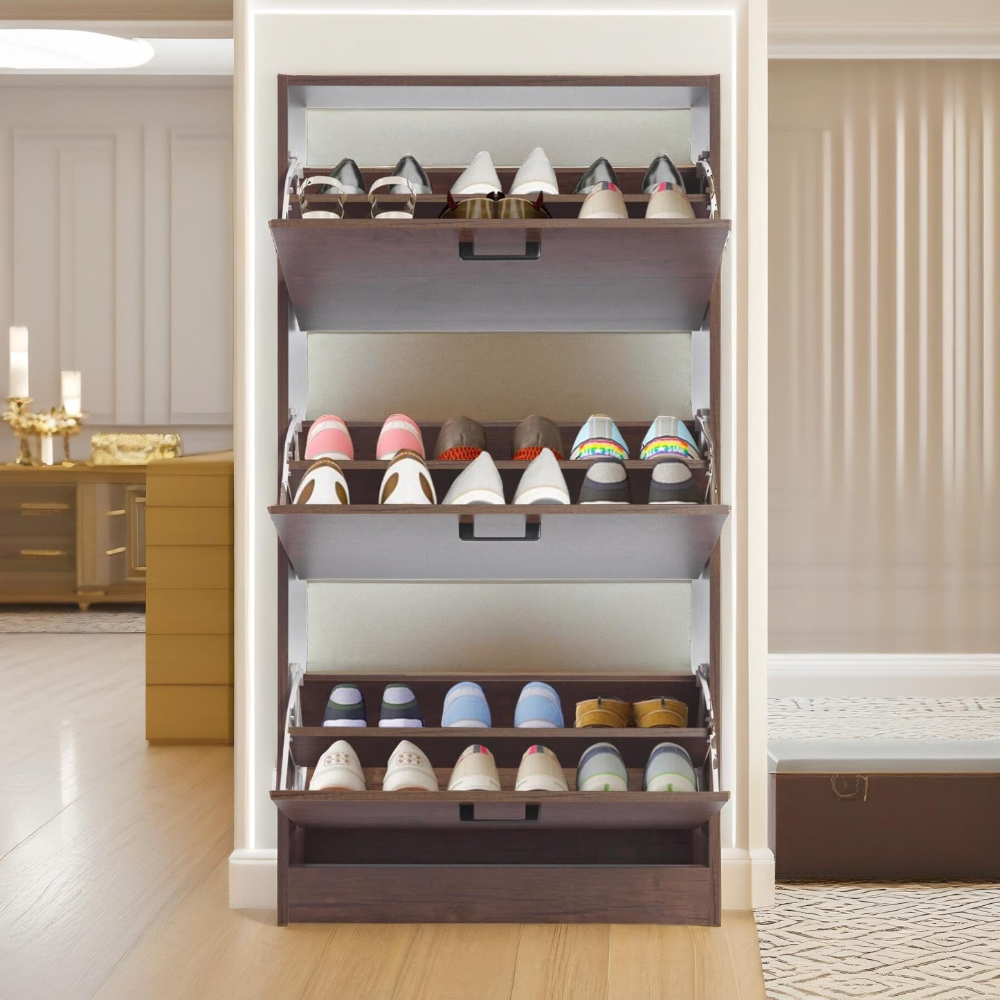 3 drawer shoe storage cabinet rustic