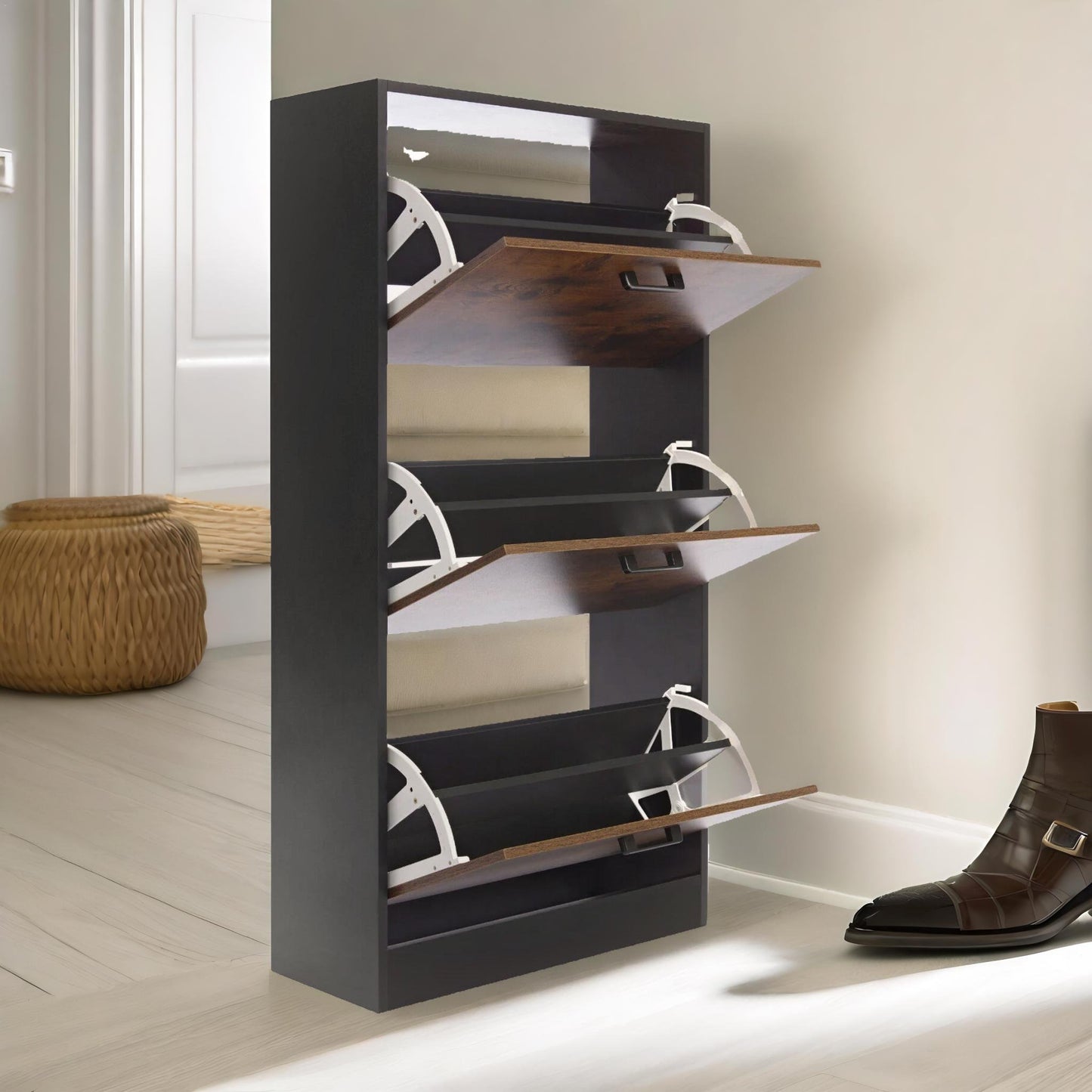 3 drawer shoe storage cabinet rustic